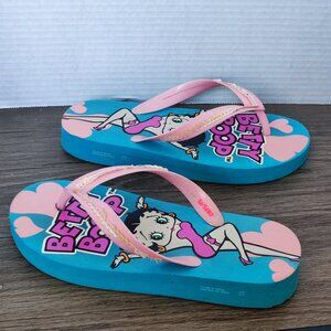 Betty Boop Flip-Flop blue with graphic design and sequins women's size S (5/6)